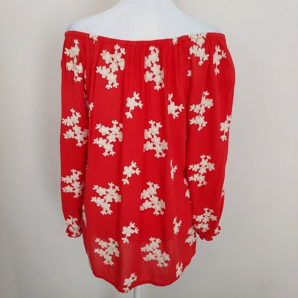 Soft Surroundings  Avignon Floral Embroidered Red Top - Picture 9 of 9